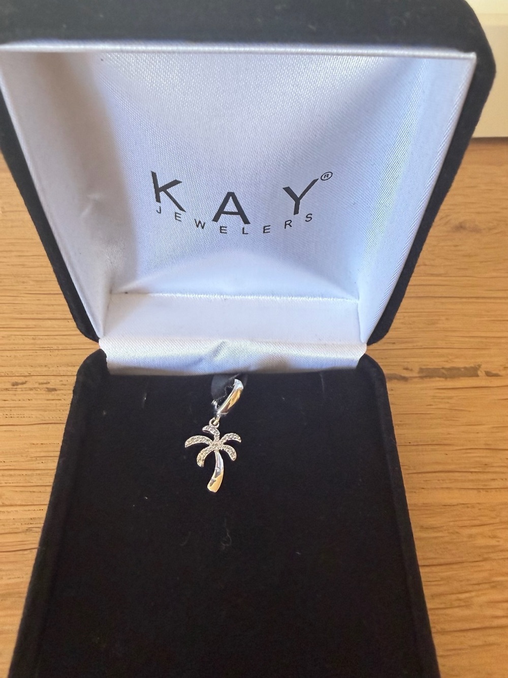 Kay Jewelers Silver Palm Tree Charm Pendant with Sparkle